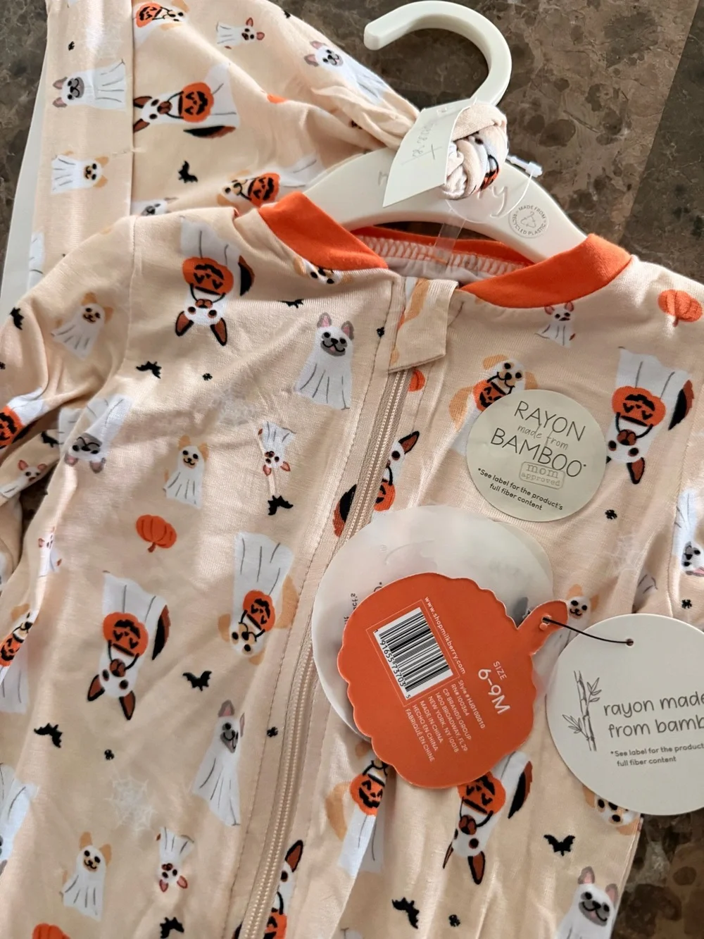 Milkberry Halloween dogs Bamboo Baby sleeper pajamas One-Piece 6-9 months